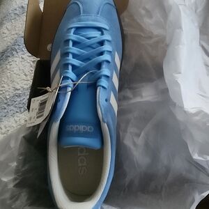 Adidas Women Light Blue and White Sneakers